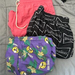 PacSun Men’s Swim/Board Shorts in Pink, Black, and Purple Floral